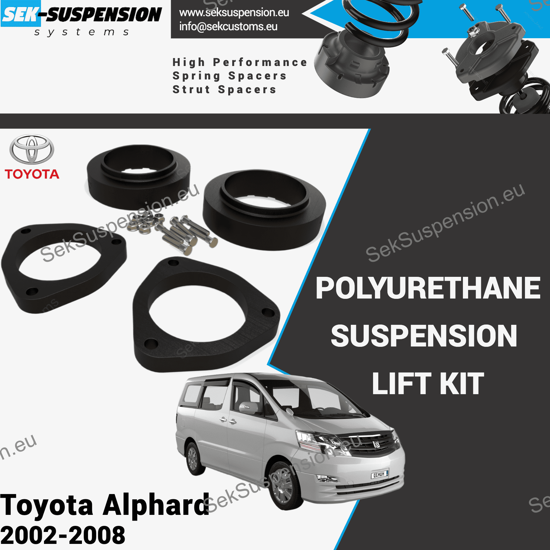 サスペンションキット ストラットとスプリングセット ALPHARD Toyota Alphard Suspension Lift Kit– SekSuspension